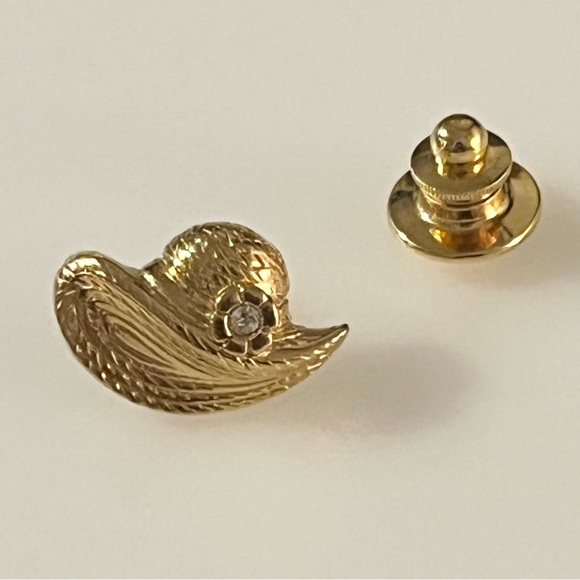 Avon Gold Tone Rhinestone Miniature Hat Pin Brooch Tie Tack - Picture 5 of 15